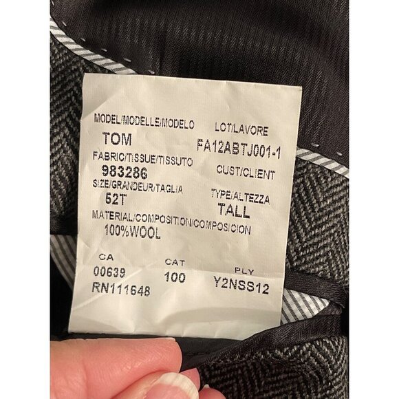 Mens Herringbone Blazer Jacket 52T 100% Wool Gray - Picture 4 of 16